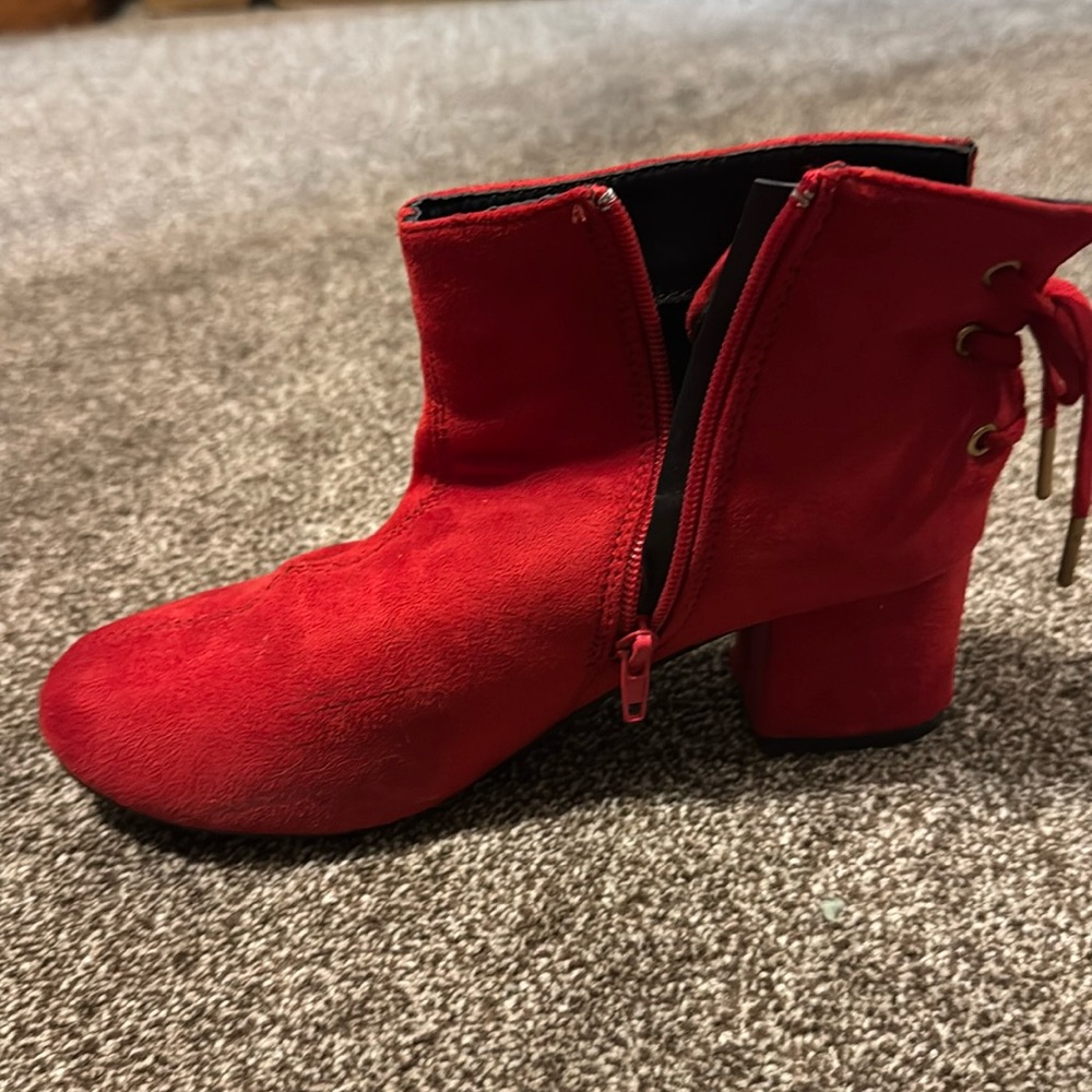 Size 8 red ankle boots, barely worn